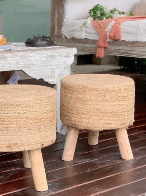 BANQUITO - YUTE Y MADERA NATURAL - Imagen 3